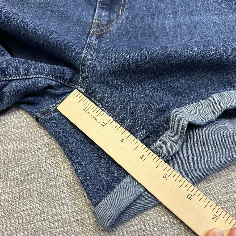 Levis Mid Rise Shorts Womens 33 Blue Denim Cuffed Stretch Casual Summer Jean‎